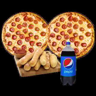 2 Large 1 Topping, Breadsticks & 2 Liter Soda